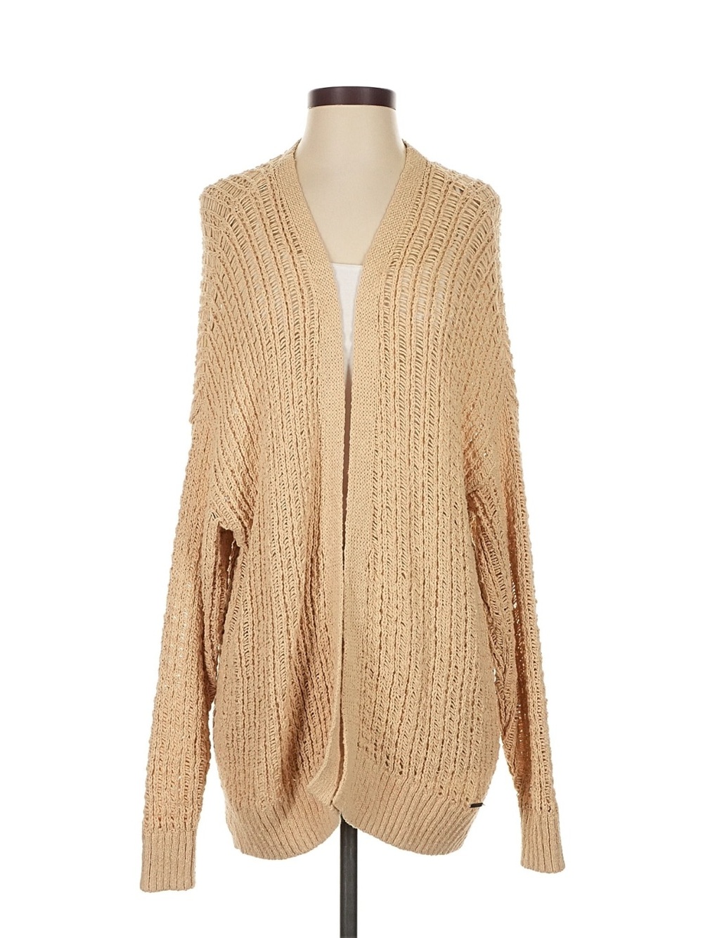 Hollister Tan Open-Front Knit Cardigan